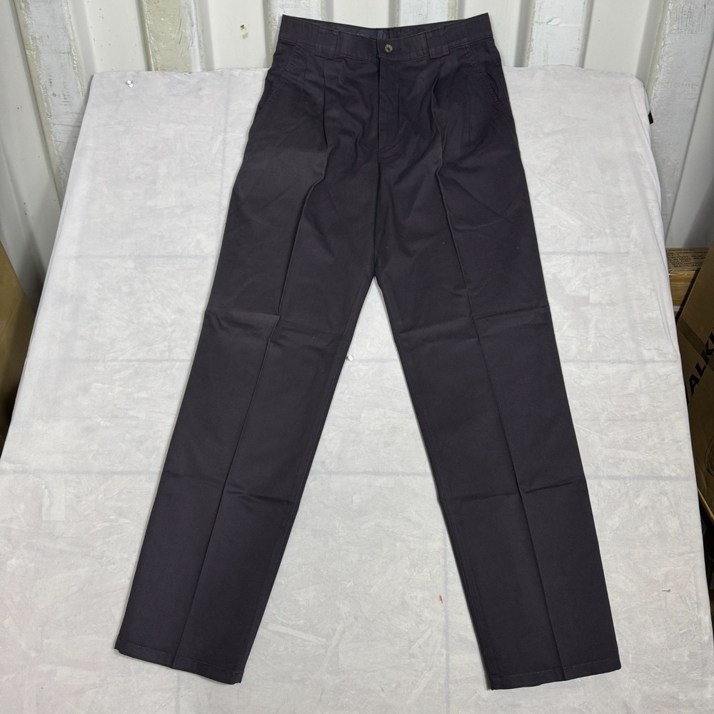 Savane Chino Pants Mens‎ Black Cotton Pleated Front Straight Leg Classic NWT